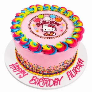 Hello Kitty birthday cake with sprinkles