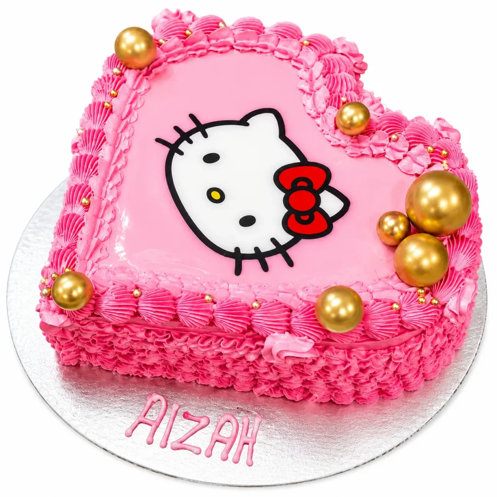 Hello Kitty heart-shaped cake