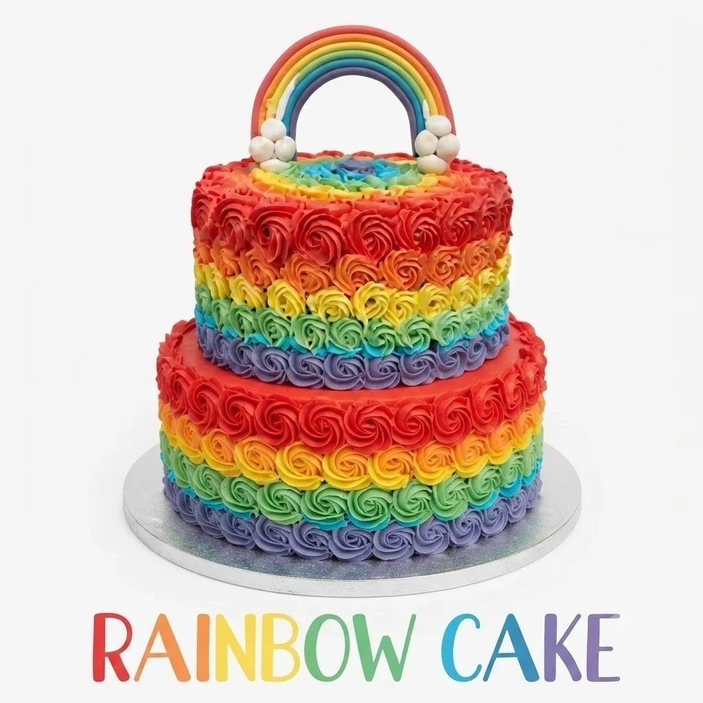 Rainbow Roses Cake