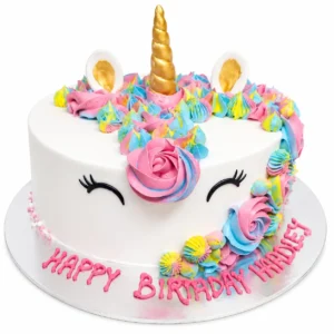 Whimsical unicorn birthday cake design